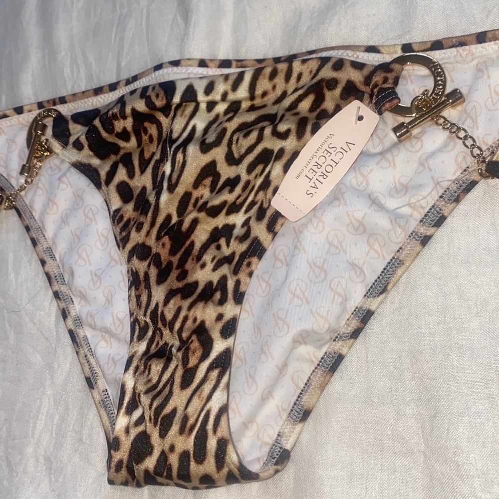 Victoria's Secret Leopard Print Bikini Bottom with Gold Hardware